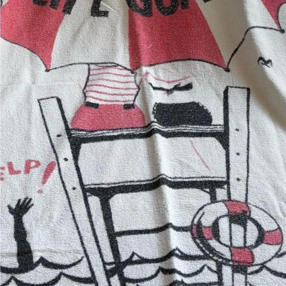 Vintage Beach Towel MCM Pop Art Beach Towel 60s Lord Gay Red and White